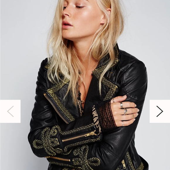 Free People Bang Bang Vegan Leather Embroided Jacket Size Small - New With Tag - Picture 11 of 16